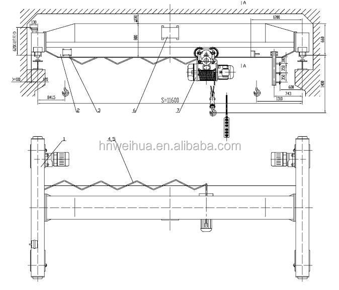   LDA REMOTE CONTROL ELECTRIC TRAVELLING SINGLE BEAM OVERHEAD CRANE